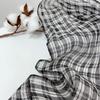 Japanese Small Plaid Linen Scarf Mori Female Literary And Artistic Versatile Breathable Shawl Long Fringed Silk Scarf Female
