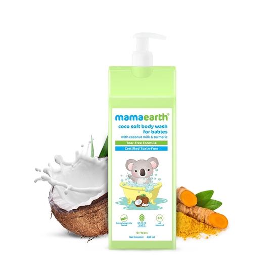 Mamaearth Coco Soft Duschgel für Babys mit Kokosmilch und Kurkuma - 400 ml