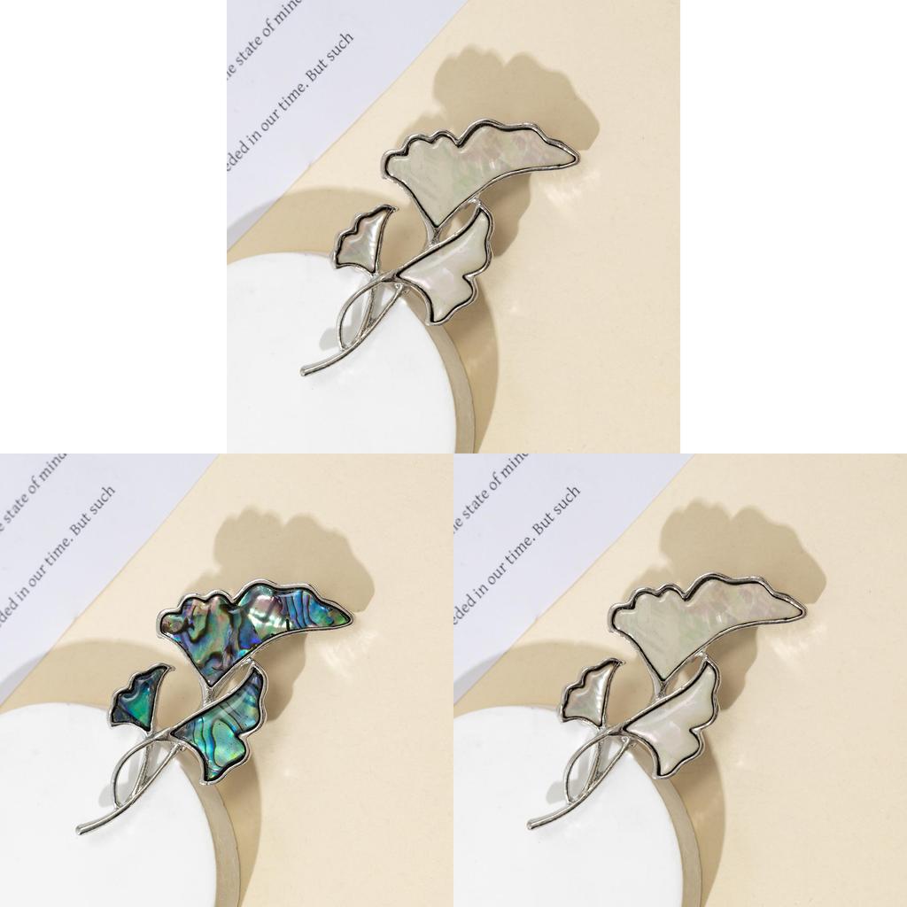 Alloy Shell Leaf Shape Brooch Pendant With Two Way Function For Fashion Accessories