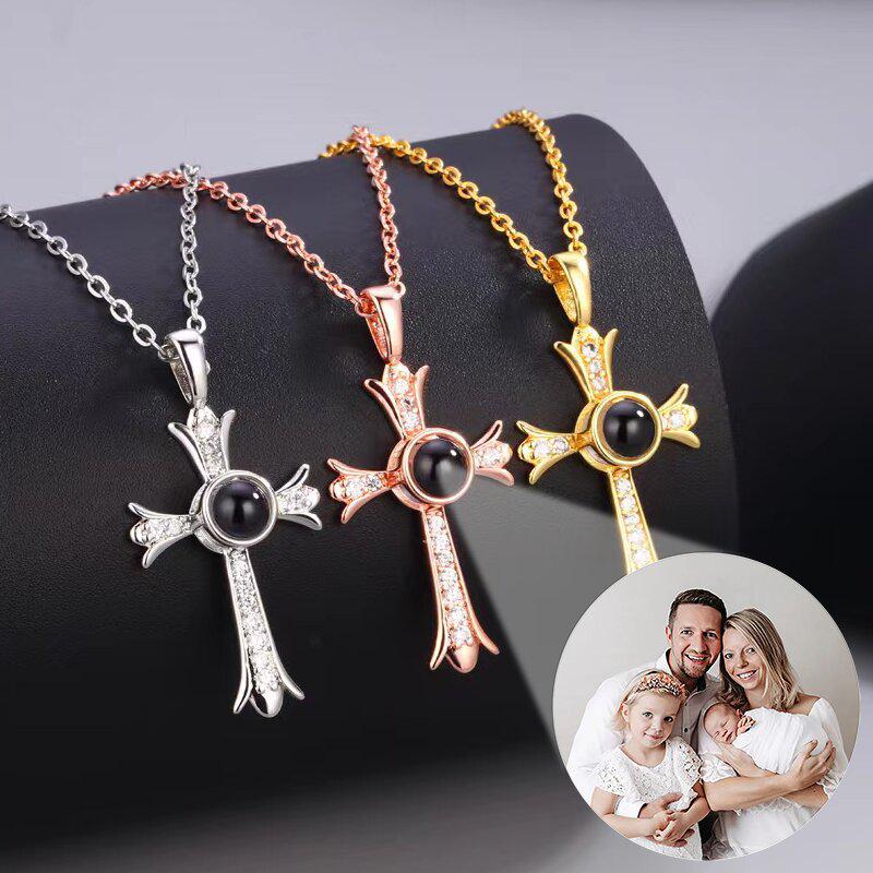 S925 Silver Projection Necklace: 100 Languages 'I Love You' with Custom Color Picture