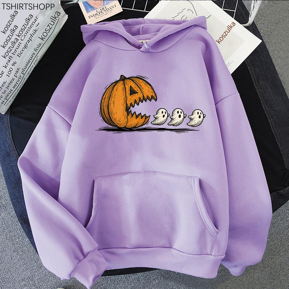 Funny Pumpkin Eating Ghosts Hoodie Women/men Hoodies Autumn Winter Clothes for Halloween Gifts Aesthetic Sweatshirt Vintage