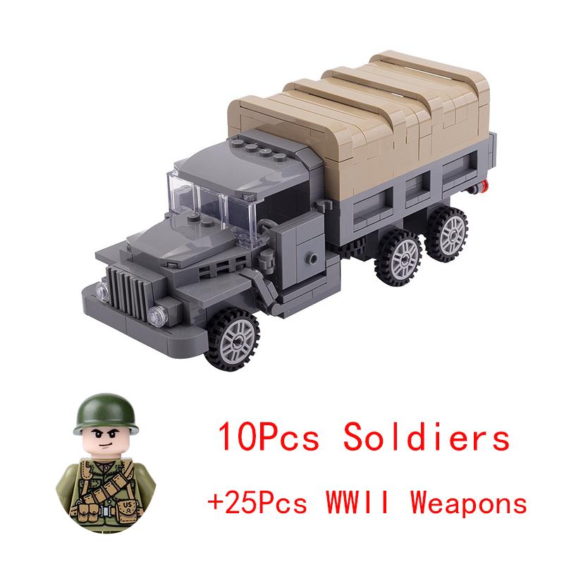 Non-Toxic Wwii Military North African Campaign Wheeled Armored Vehicle Tank Cannon Soldier Figures Building Blocks Weapon Truck Army Toy