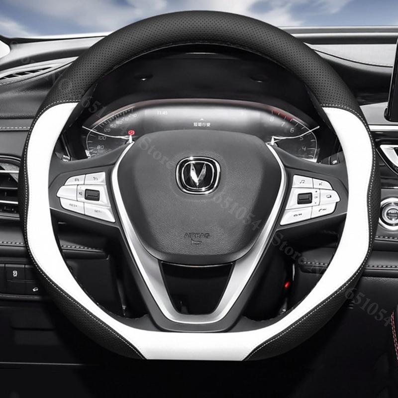 Auto Steering Wheel Cover Leather Ultrathin Breathable Car Interior Handle Covers For Changan CS75 Plus 1st 2nd 3rd 4th Gen