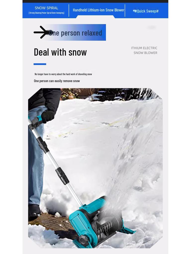 Compact Wireless Lithium Battery Snow Blower: Foldable, High-Power, Portable Snow Shovel for Outdoor Use