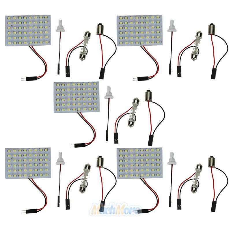 

5 X Автомобильная гирлянда T10 BA9S Белая светодиодная 48SMD панель Внутренняя купольная лампа для карты Лампа для автомобильных фар Автомобильный стиль белый