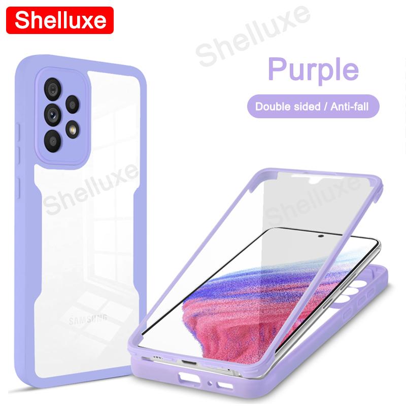 360 Heltäckande Framsida+Baksida Genomskinligt Skal Shelluxe För Samsung Galaxy A72 A52 A52S A32 A22 A73 A53 A33 A13 Silikon Dubbelsidigt Skydd