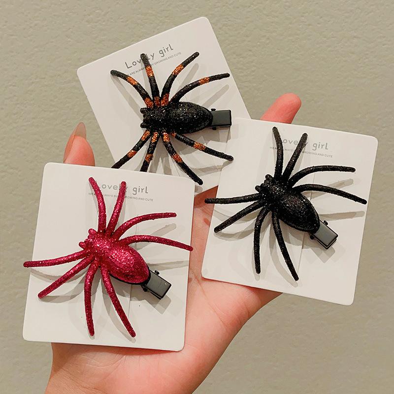 1Pc Ghost Cosplay Supply Black Spider Hairpin For Home Halloween Party Girl Hair Clip Barrettes Hair Accessories Party Supplies