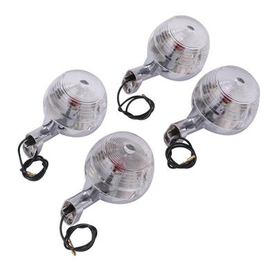 Motorcycle Turn Signals Set of 4, Metal Trim Demekin, Flat, 2 Types, Ducks Sharie