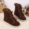 Plus Size Shoes for Women 36-43 Winter Plush Mid Calf Snow Boots Non-slip Warm Comfortable Lace Up Outdoor Round Toe Short Boots