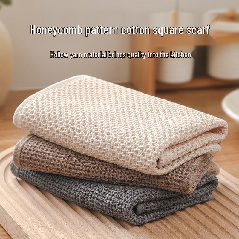 Korean Style Quick-Dry Honeycomb Cotton Towel for Home & Kitchen – Absorbent, Non-Stick Oil, Thickened Dishwashing & Cleaning Cloth