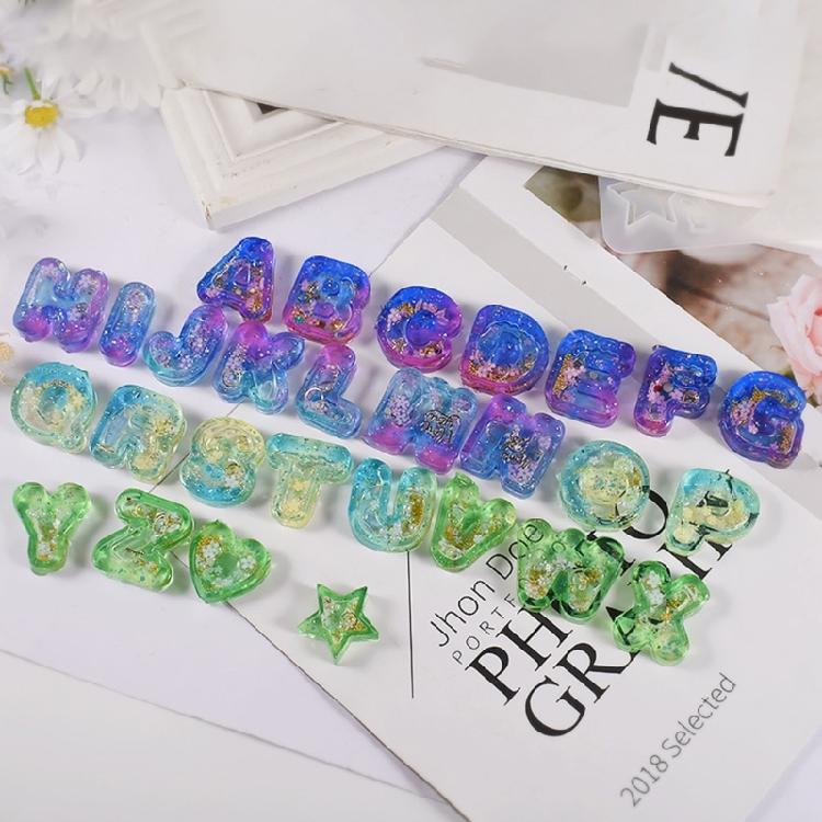 Letter Keychain Mold with Hole Keyring Pendant for Birthday Gift Jewelry Making