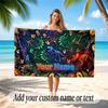 Dinosaur Theme Quick Dry Beach Towel Custom Name Text Print Large Sand Resistant Towel Beach Vacation