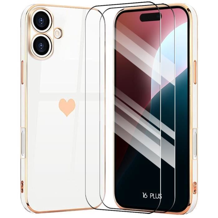 Coque de protection - BOOLING - pour iPhone 16 Plus - Antichoc - Silicone Hybride - Motif Cœur