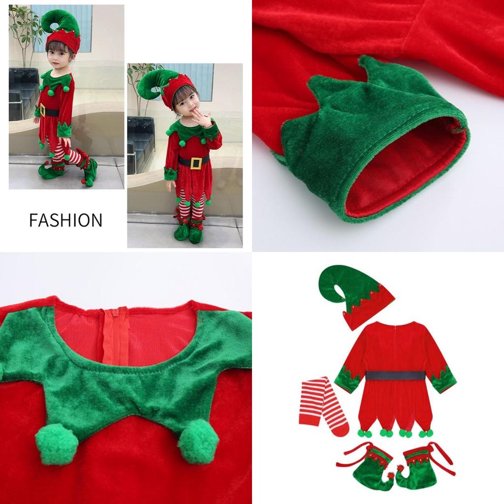 Premium Boys Girls Xmas Elf Costume Toddler Cosplay Outfit