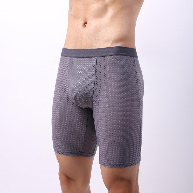 Men's Ice Silk Mesh Breathable Boxer Briefs - Anti-Chafing Four-Corner Shorts for Running