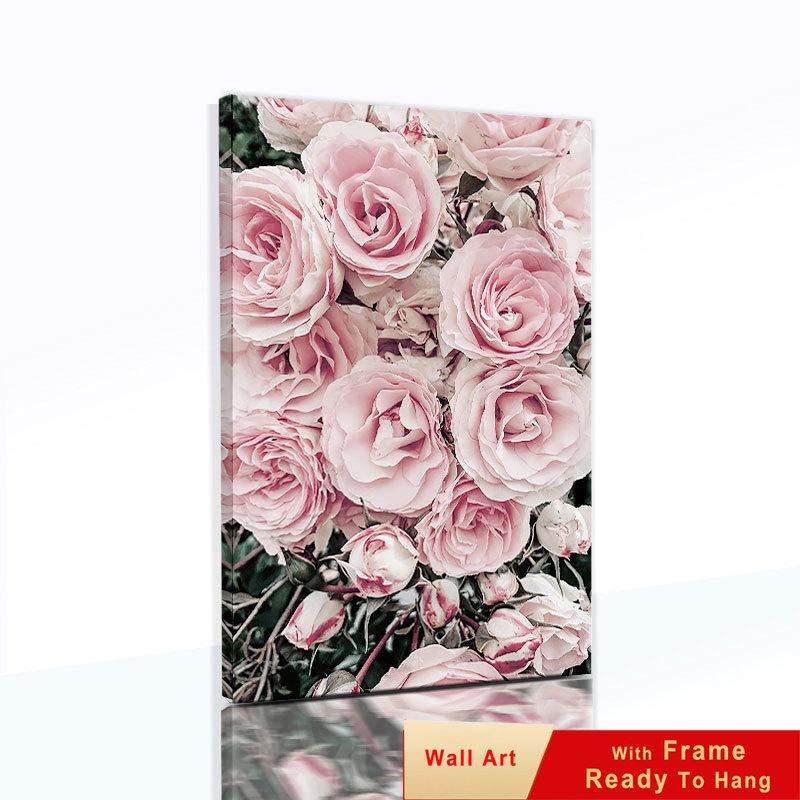 Pink Wall Art Peony Flowers Posters Pictures Quotes Bedroom Wall Decorative Prints Wall Painting for Living Room Decor Art