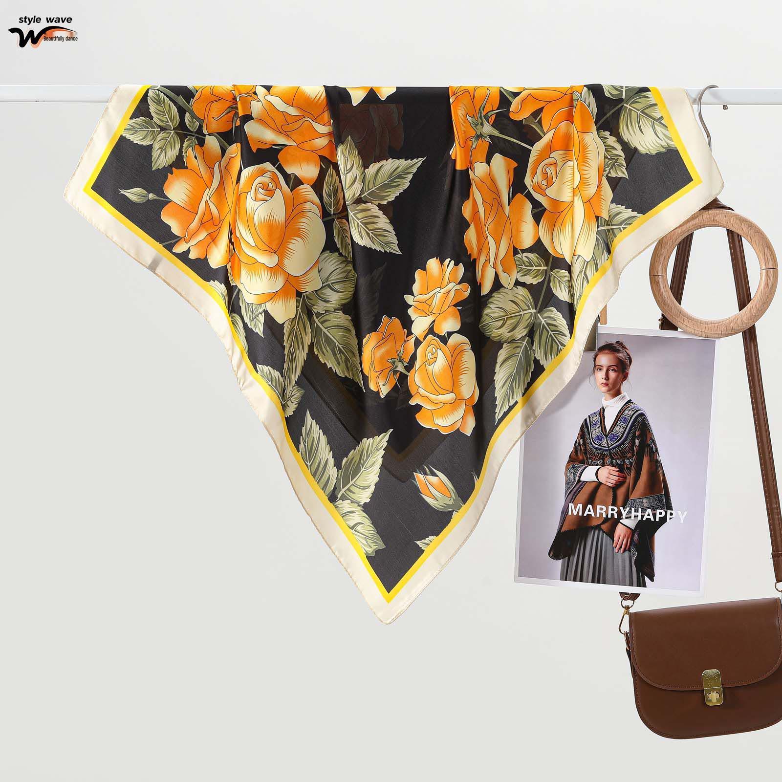 

Summer Style Printed Silk-Like Square Scarf - Multi-Functional Hair Accessory 70*70 CM