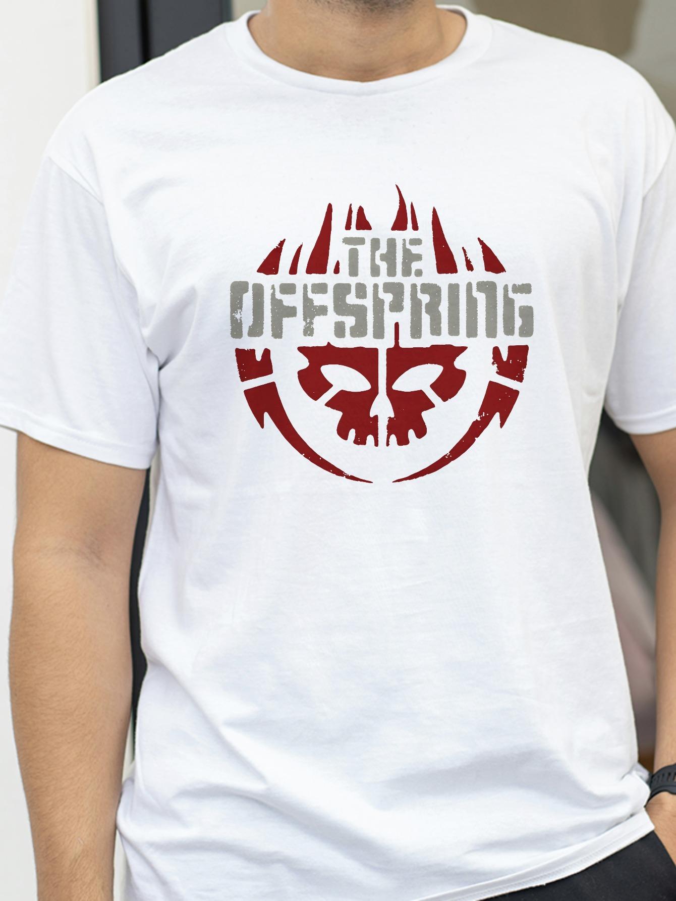 

THE OFFSPRING Skull Distressed Lettering TShirt Mens Vintage Rock Band Graphic TShirt Summer Short Sleeve Round Neck Tees S разноцветный