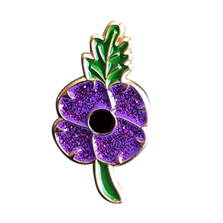 European American E-commerce Commemorative Rhinestone Enamel Poppy Purple Flower Cartoon Brooch фото