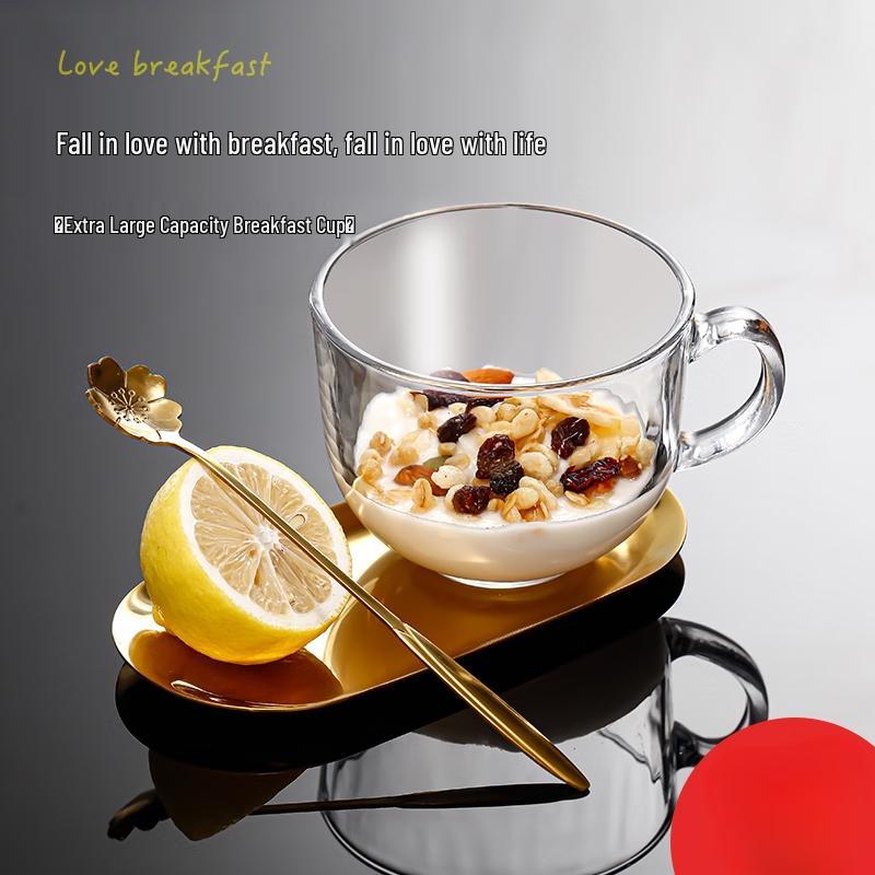 Cha Xun Großvolumiges Glas Kaffee- & Frühstückstassenset