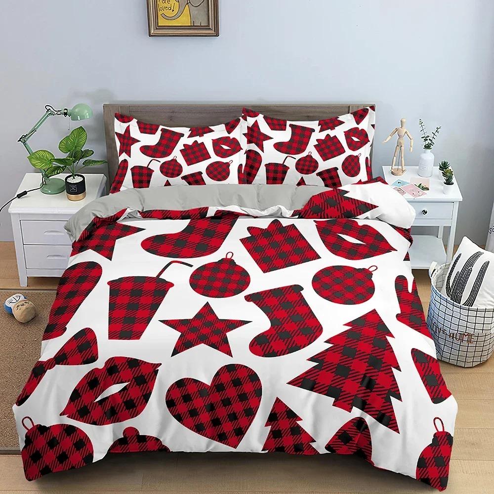 Christmas Decoration Bedding Set Luxury Soft Duvet Cover Set 3D Christmas Printed Quilt Cover King Queen Twin Size Home Textile