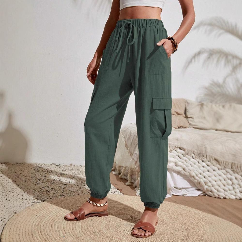 Women Solid Color Women Pants Pocket Women's Pants Spring Summer Collection Pocket Workwear Womens Pants