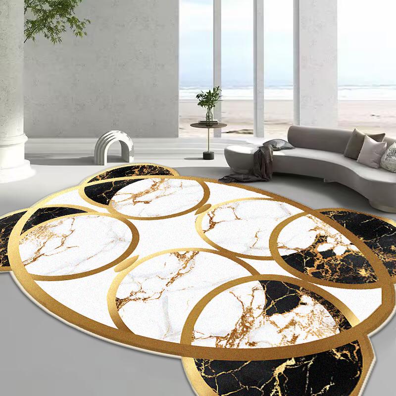 Luxury Gold Special-shaped Carpet Living Room Decoration Home Kids Bedroom Carpets Non-slip Washable Floor Mats Large Area Rug