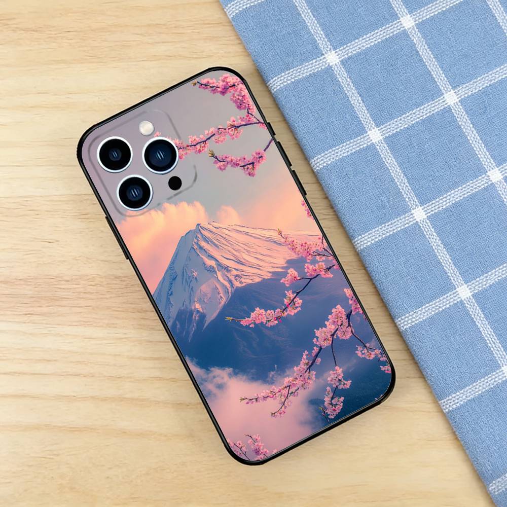 Japanese Mount Fuji Case For iPhone 17 16 15 14 13 12 11 Pro Plus Air Max Mini E Soft Silicone Cover