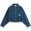 Minimalist Woven Label Cotton Loose Fit Pointed Collar Button Short Rounded Hem Denim Long Sleeve Shirt Women Shirts J2223541A4