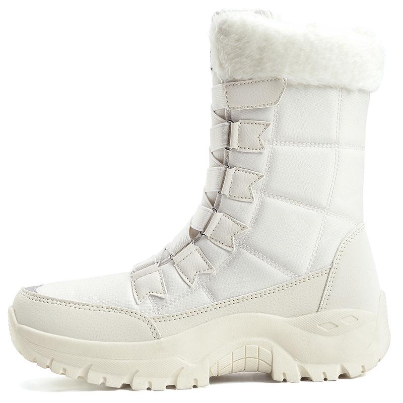 

Women s Thickened Velvet-Lined Outdoor Jungle Hiking Boots - White Snow Military Style 37