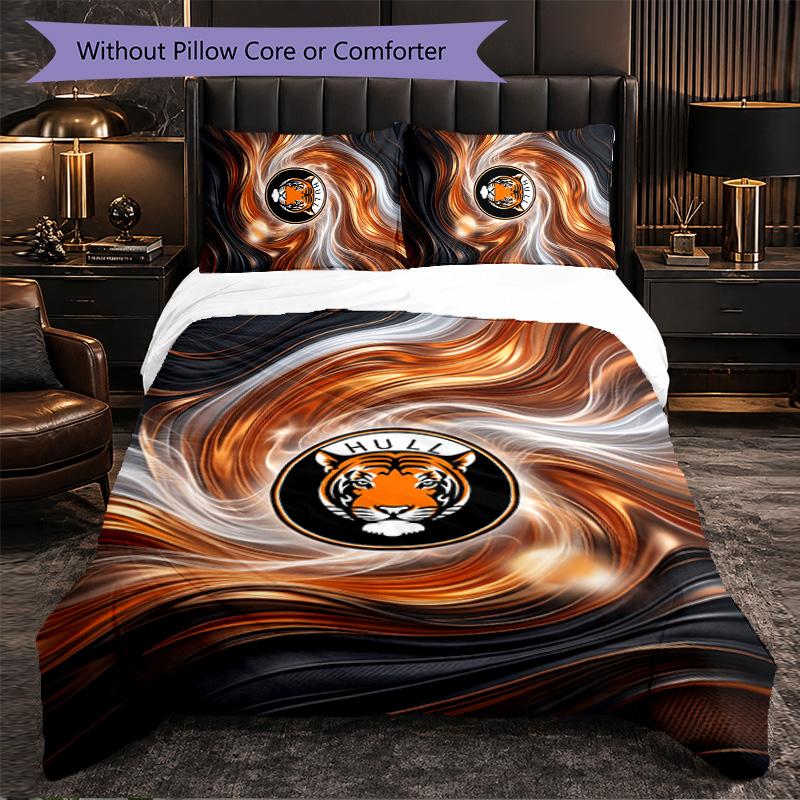 Set Biancheria da Letto a 3 Pezzi Hull City Football Morbido Set Copripiumino con Federe Set Decorazione Camera da Letto per la Casa