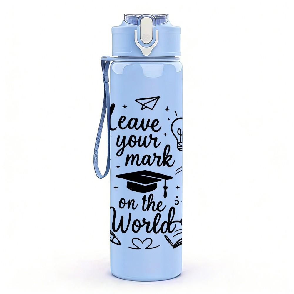 1PC Learn To Make A Change Quote 750ml Color Plastic Sports Water Bottle Leakproof Flip Straw Lid Suitable for Sports Office Home Use