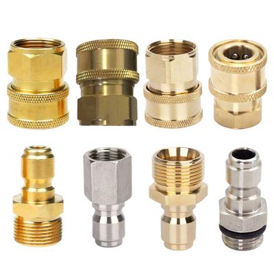 2 Stück 3/8 Zoll oder 1/4 Zoll Hochdruckreiniger-Adapter-Kit M22 14 mm 12 mm Weiblich Männlich Drehgelenk zum Schnellanschluss-Release-Set Düsen