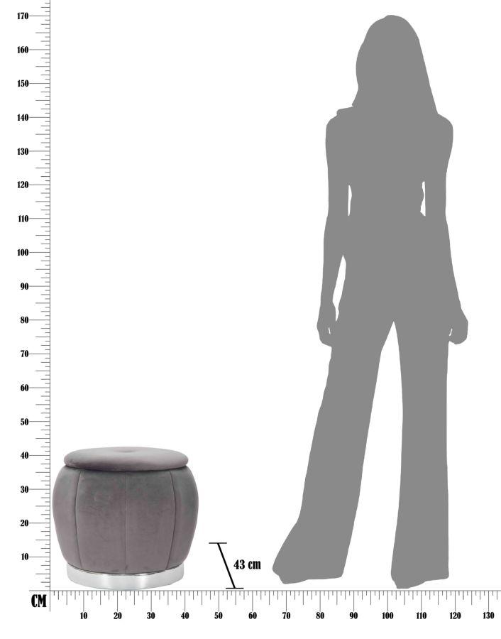 Hocker Aufbewahrung Paris Grau Silber Cm Ø 43X43