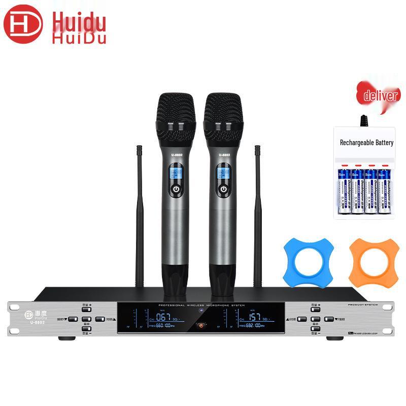 HuiDu U8801/8802 Pro Dual Wireless Microphone with Adjustable Frequency for Conferences