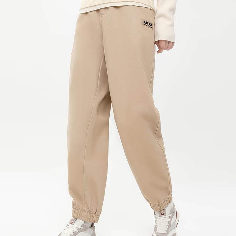 Anta Solid Color Mid Waist Tapered Cargo Pants Unisex Pants Planet-Brown 172348501-1