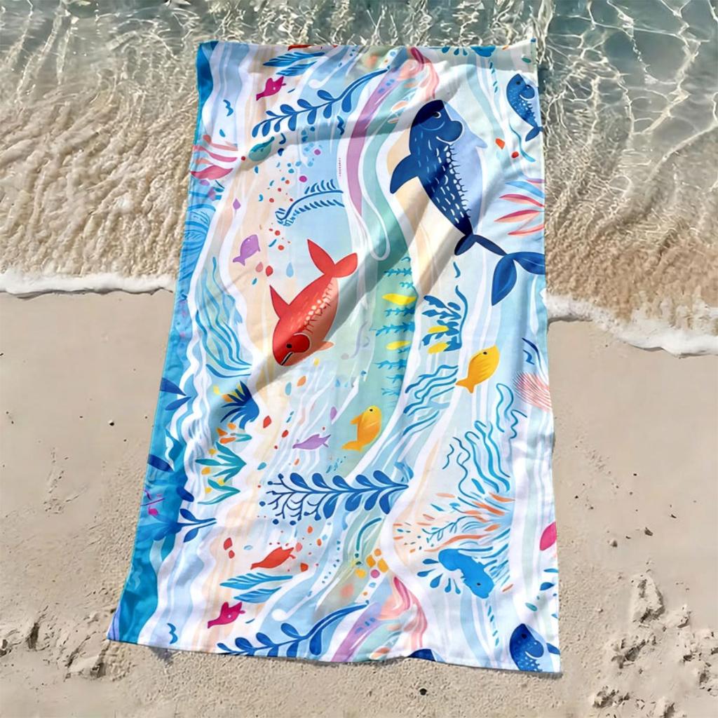 Aquarell Walhai Tropische Fische Korallen Strandtuch Schnelltrocknend Mikrofaser Sandfrei Saugfähig für Pool Reisen Waschbar