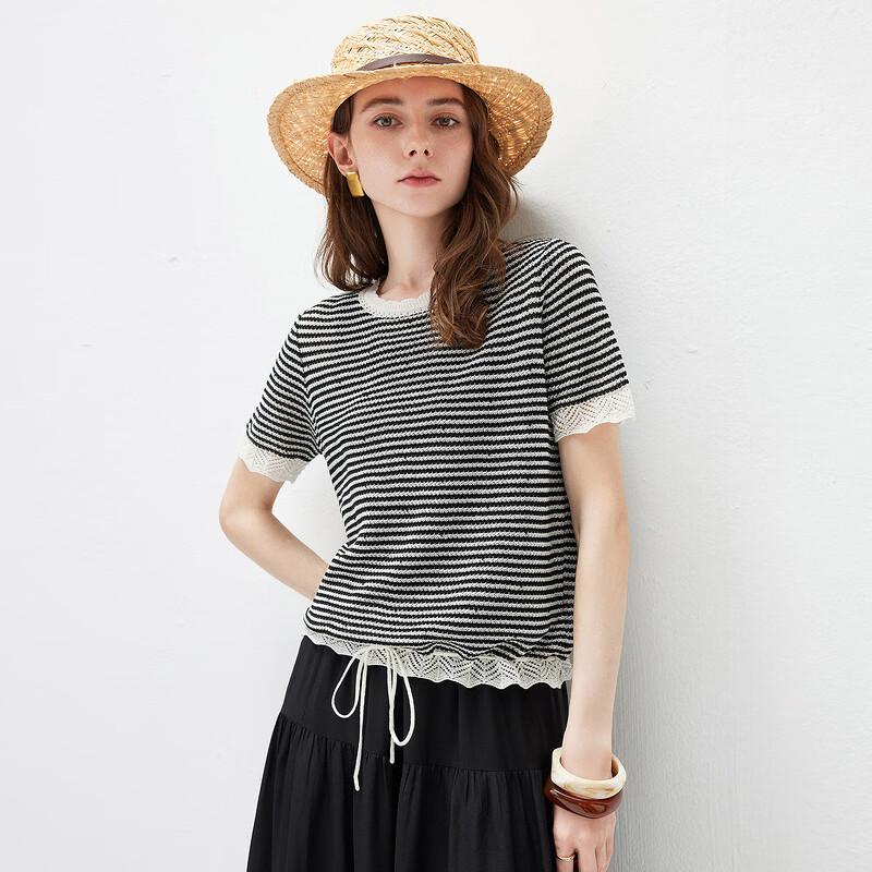 Komomoboka 2026 Spring/Summer Women's Short Sleeve Knitted T-Shirt
