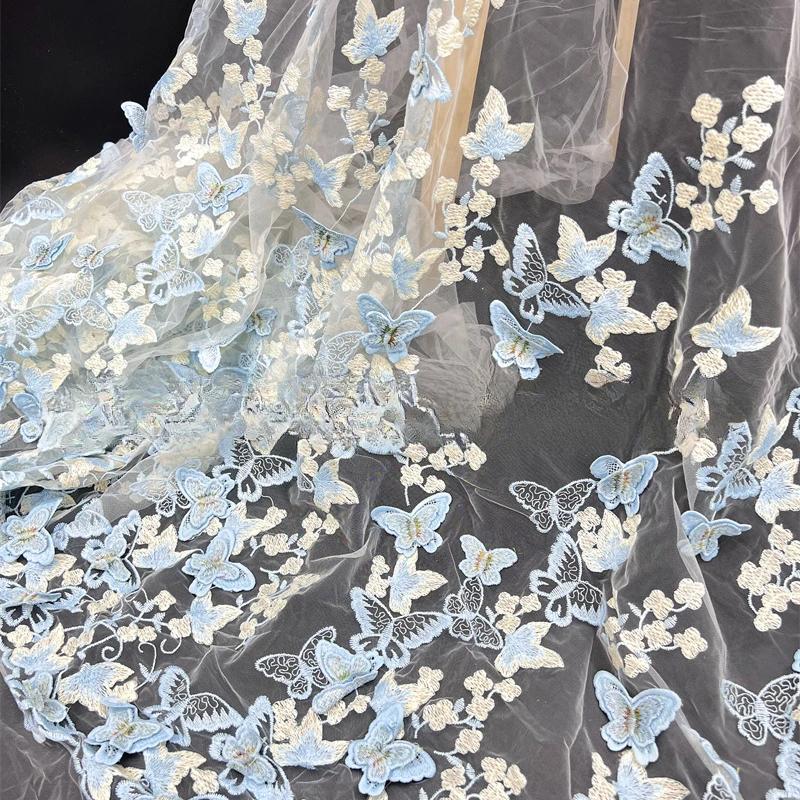 3D Hand-embroidered Cloth for Wedding Fabric Butterfly Embroidery Fabric DIY  for Dress Water-soluble Mesh Embroidery Lace