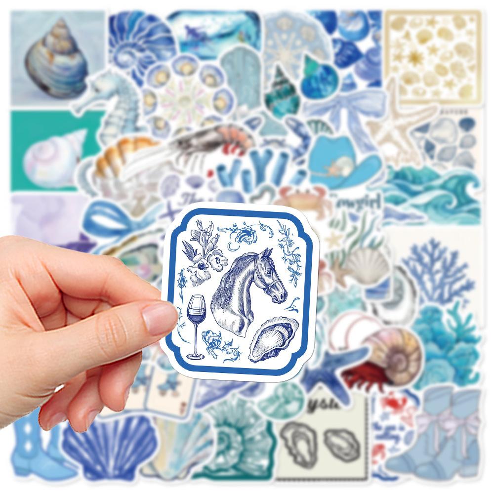 10/30/50/100pcs Cute INS Style Cartoon Blue Pink Coast Aesthetic Stickers DIY Laptop Notebook Suitcase Decoration Sticker Decals