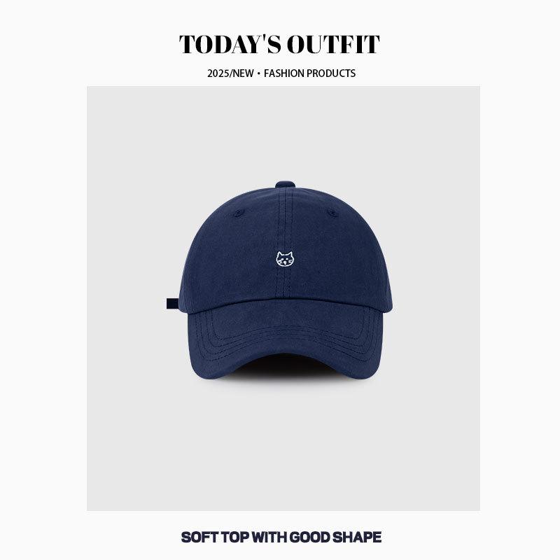 

Новая весенне-летняя шляпа для женщин, милая и симпатичная бейсболка с вышивкой кошки, корейская версия, простая модная бейсболка в стиле колледжа Adjustable