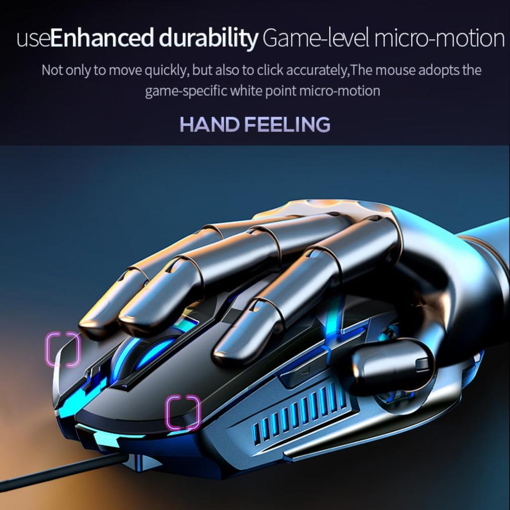 Gaming Mouse - Wired, 6 Buttons, 7 Color LED Light, Used for Games and Office, Compatible with Computer/Laptop/Tablets