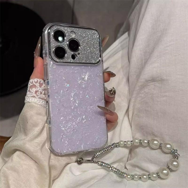 Glitter Resin Shell Case IPhone 17 Pro 16 15 With Seashell Stylish Protective Cover Women