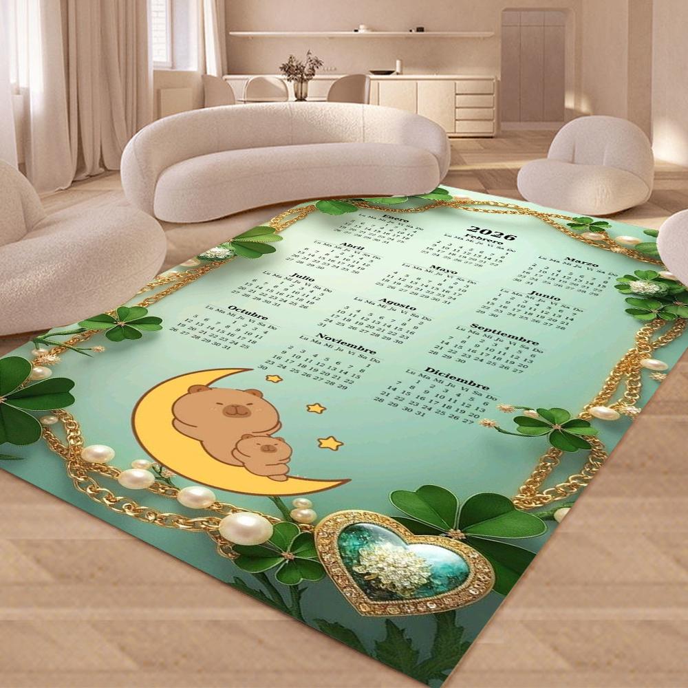 Calendar Rug Custom Personalized Mat with 4 Designs, Kids Adult Room Decor Non-Slip Floor Carpet 40x60cm