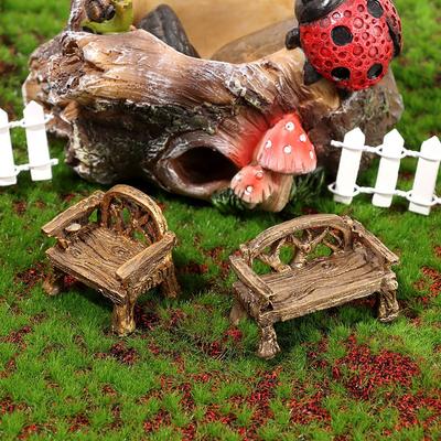 Miniature Stools Table Mini Bench Park Chair Figurines Micro Landscapes Fairy Garden Decor Dollhouse Ornament Bonsai Decoration