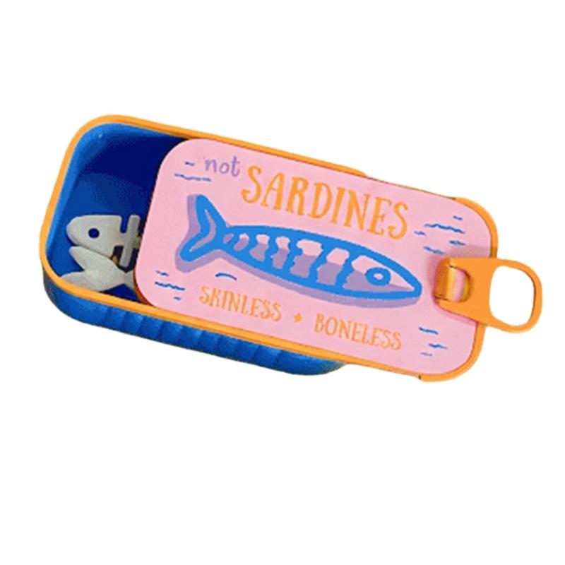 Estuche de Joyería de Viaje Estilo Lata de Sardinas Novedosa con Almacenamiento Compacto para Anillos, Pendientes de Botón, Pulseras y Collares