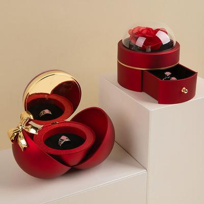 Preserved Flower Ring Box Velvet Jewelry Gift Box Magnet Closure Ring Necklace