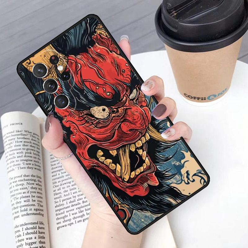 Oni Hannya Demon Mask phone case Cover For Samsung Galaxy S24 S25 Ultra S21 S22 Ultra S10E Note 10 Plus Note 20 FE S23