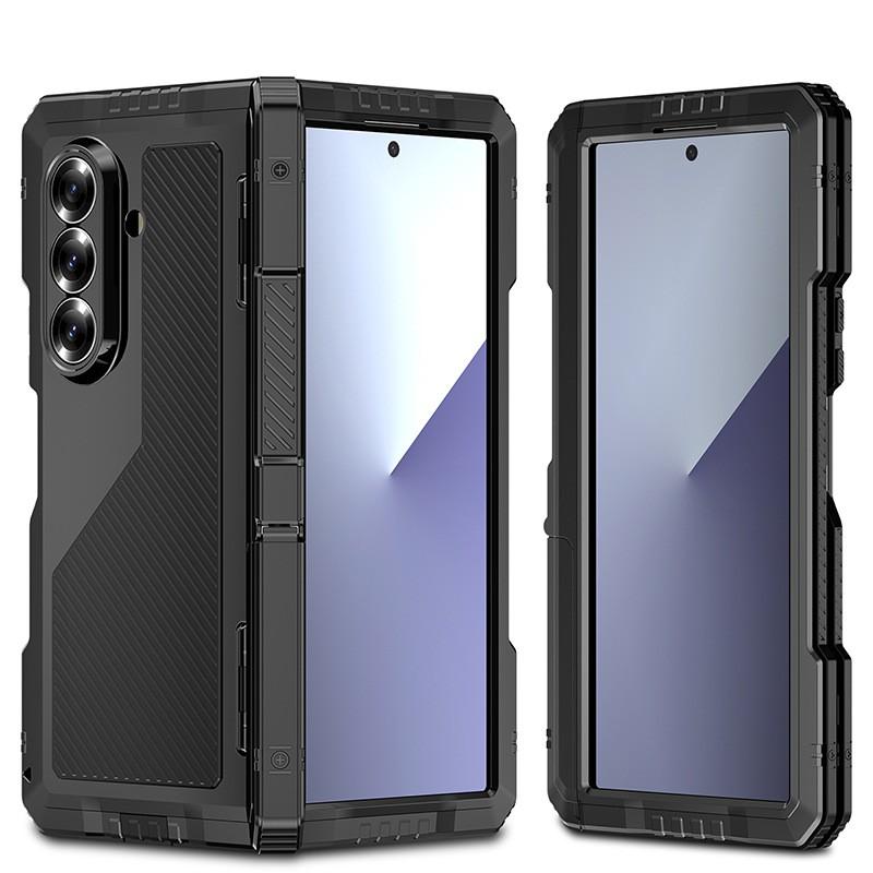 Z-Fold7 Metal Rugged Case With Shockproof Silicone Bumper Kickstand Dustproof Full Cover Foldable Phone