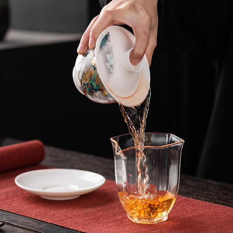 Longteng Jade Porzellan Sancai Gaiwan Hochwertige Geschäftsgeschenke für leitende Lehrer und Väter, hochwertige Souvenirs für die Jahresversammlung des Unternehmens